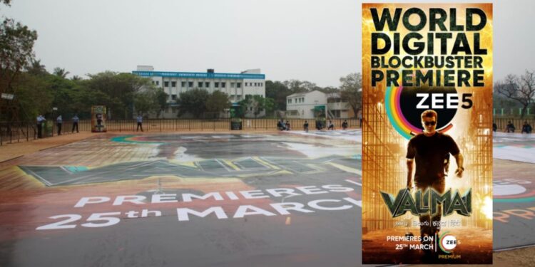 Valimai to premiere on Zee5 from 25 March, the biggest poster ever made for the release