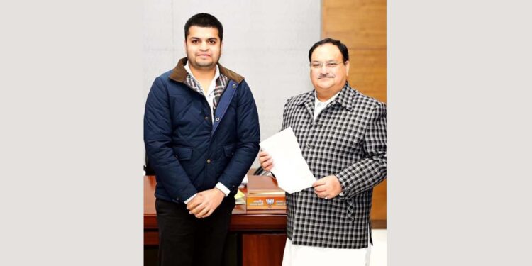 Recently appointed Chairman of GCNI Shubham Chaudhary meets BJP National President JP NADDA